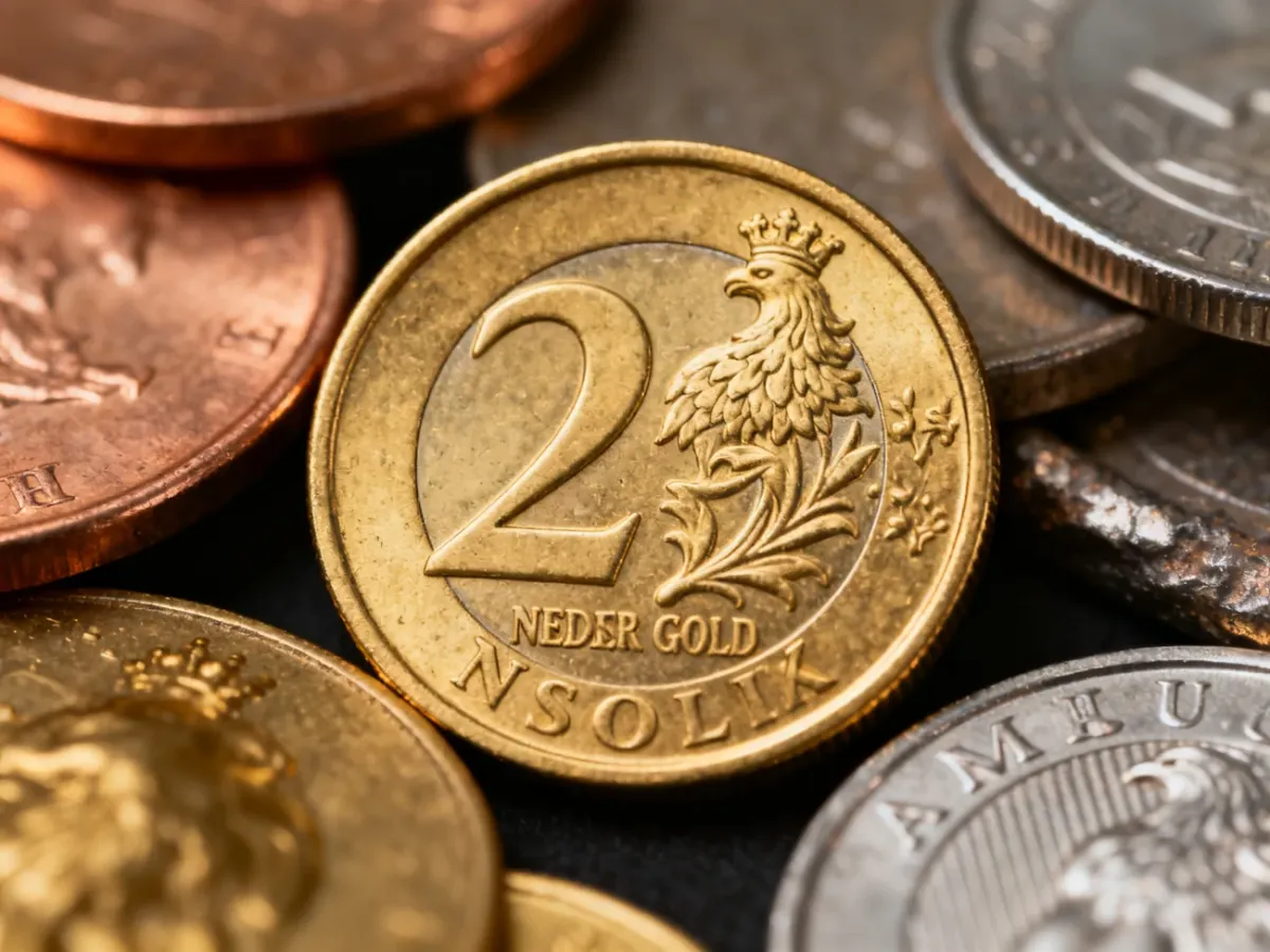 Złocista moneta wykonana ze stopu Nordic Gold
