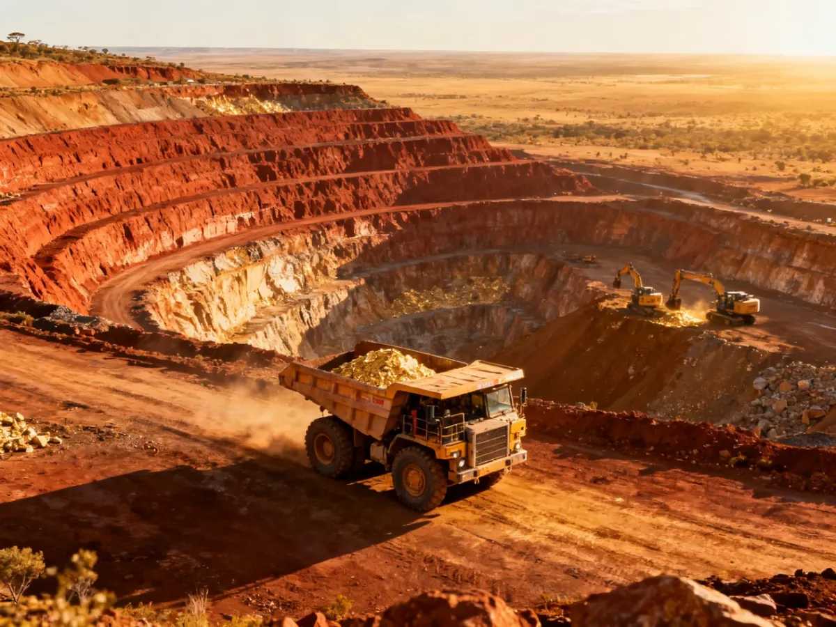 Widok z lotu ptaka na ogromną odkrywkową kopalnię Super Pit w Australii Zachodniej
